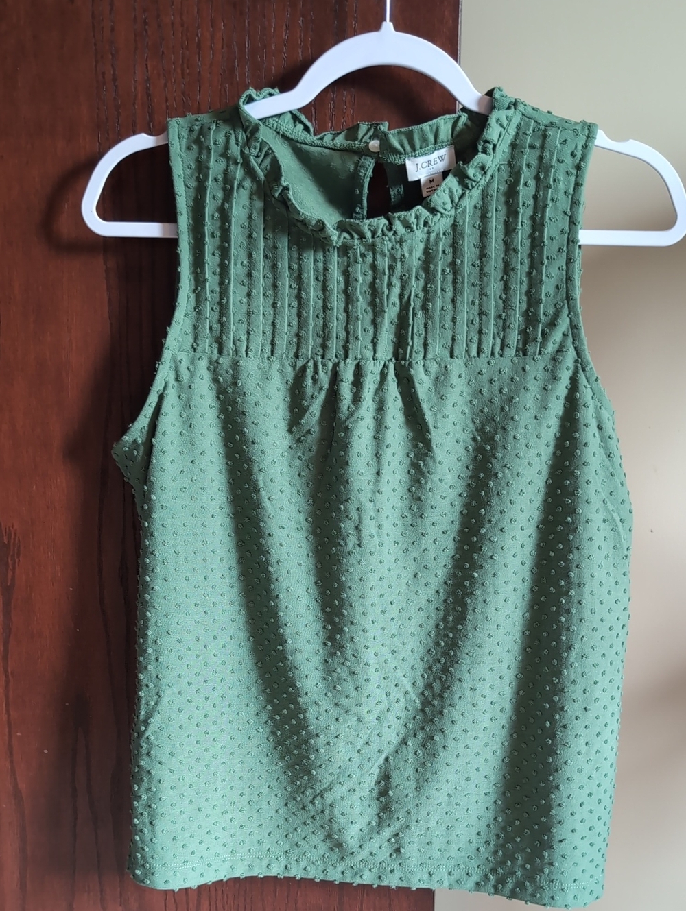 J. Crew Factory Green Textured Sleeveless Blouse